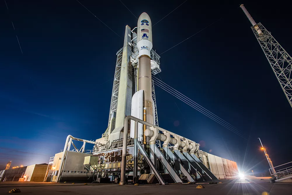 Image of GOES-S on the launch pad.