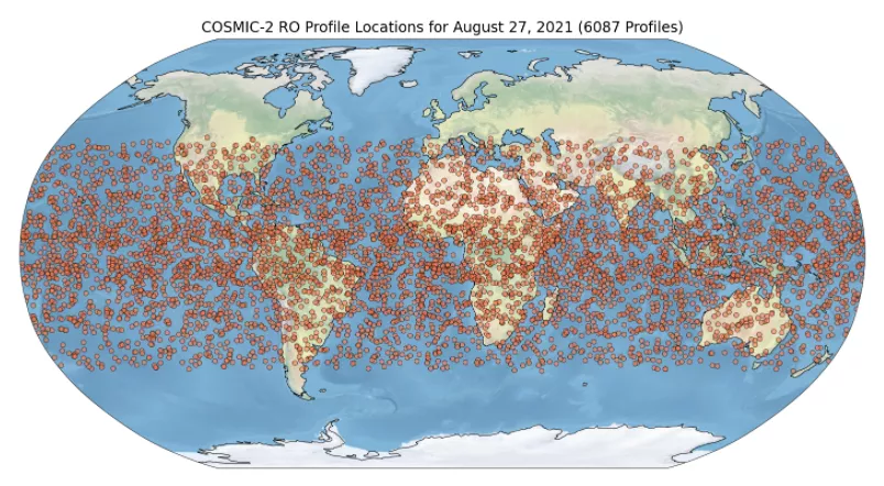 Map of COSMIC-2 radio occultation profile locations