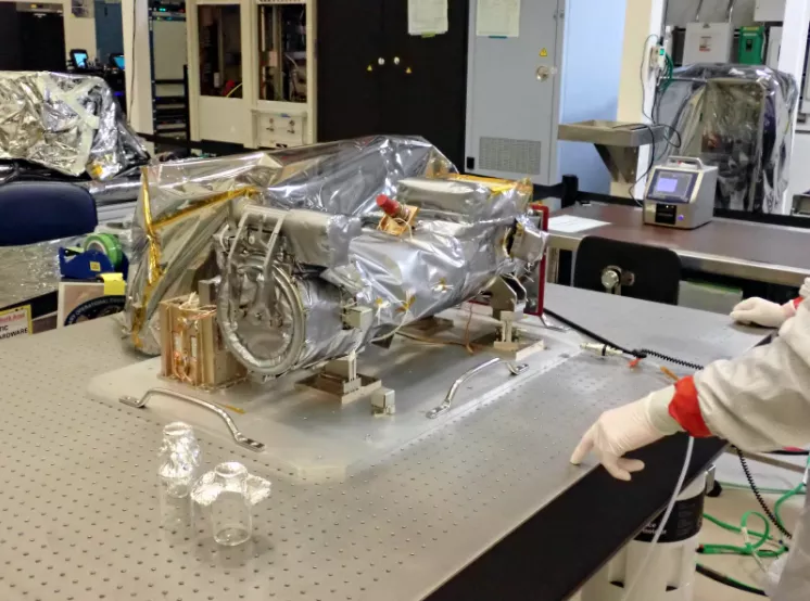 The CCOR-1 instrument being unpacked at Lockheed Martin