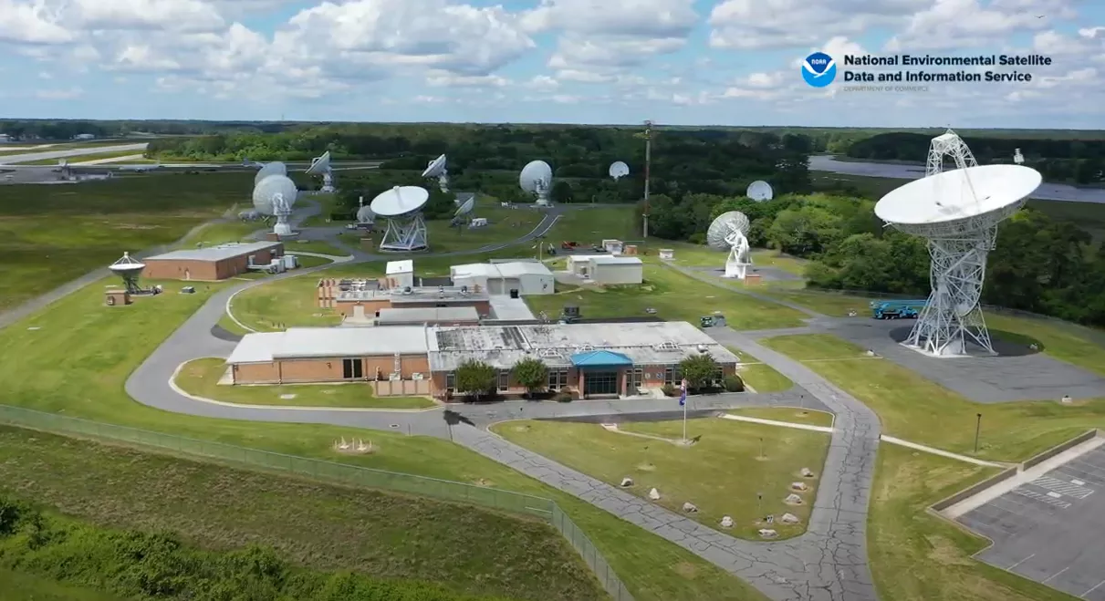 An aerial view of the Wallops Command Data Acquisition Station (WCDAS)