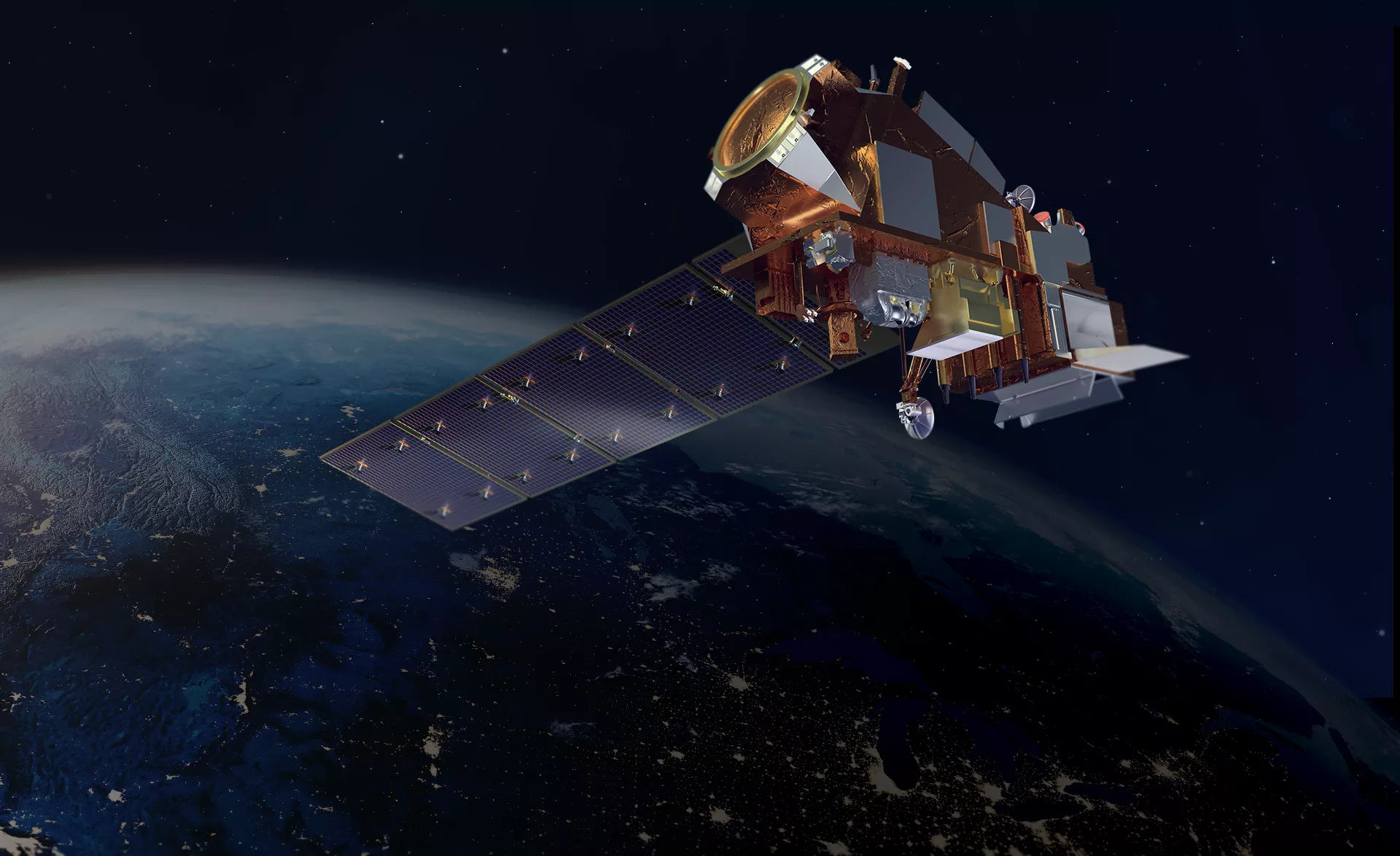 An artist's rendering of the JPSS-2 satellite in orbit