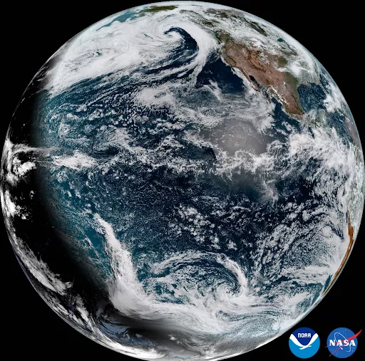 Full disk image of the earth taken by GOES-18