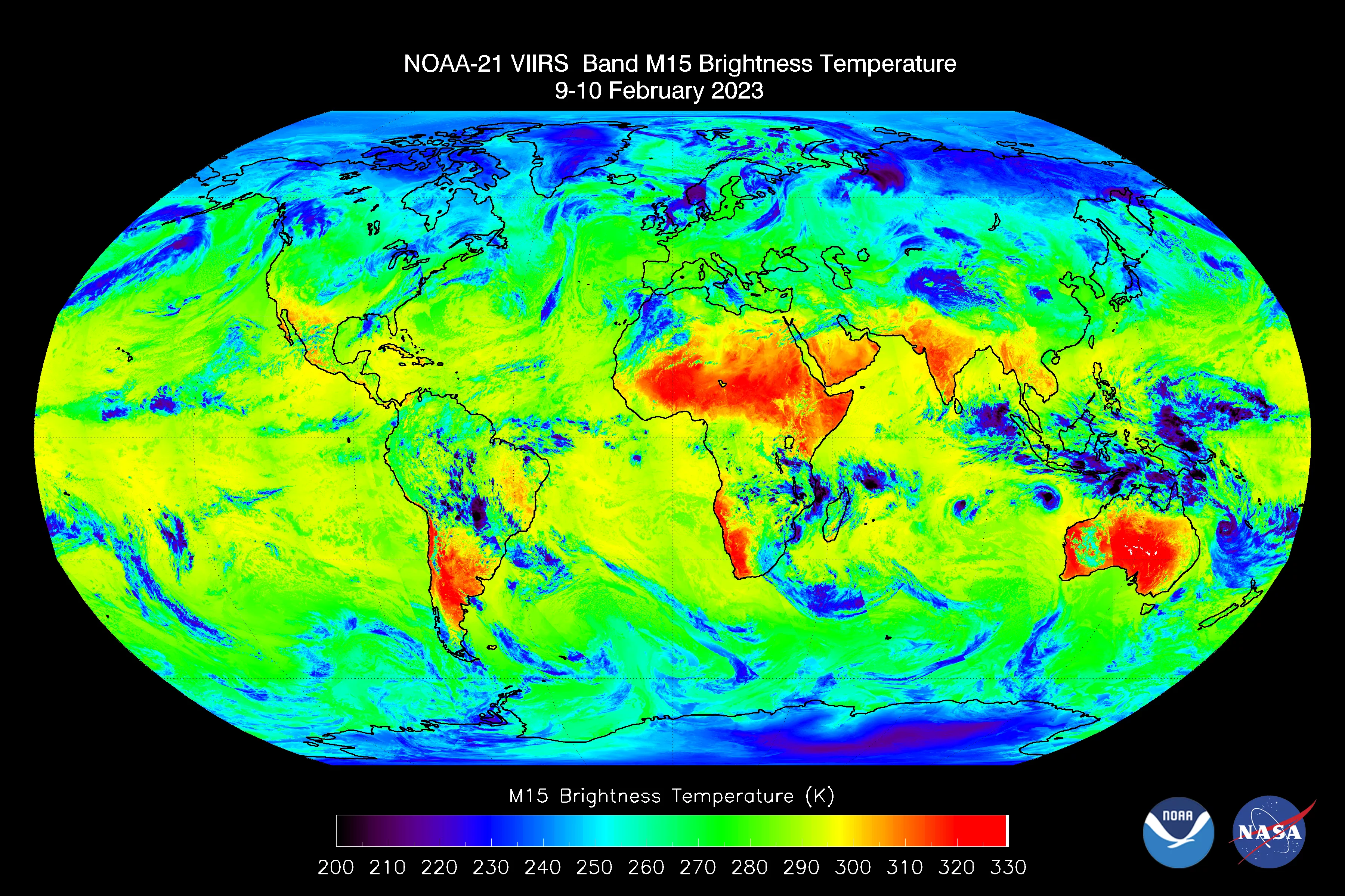 First light imagery from the thermal emissive band on NOAA-21 satellite's VIIRS sensor.