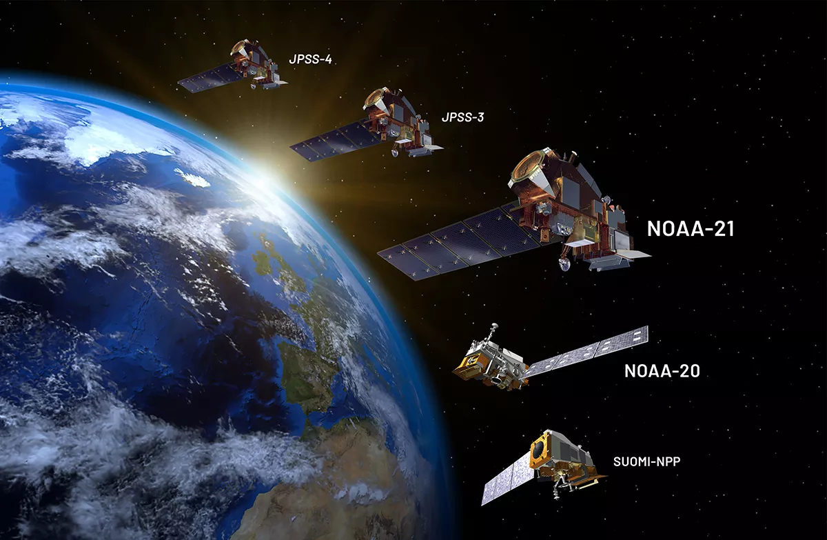 A artists rendering of the JPSS Program Satellites