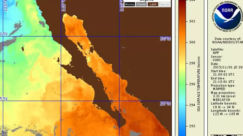Thermal image of the west coast