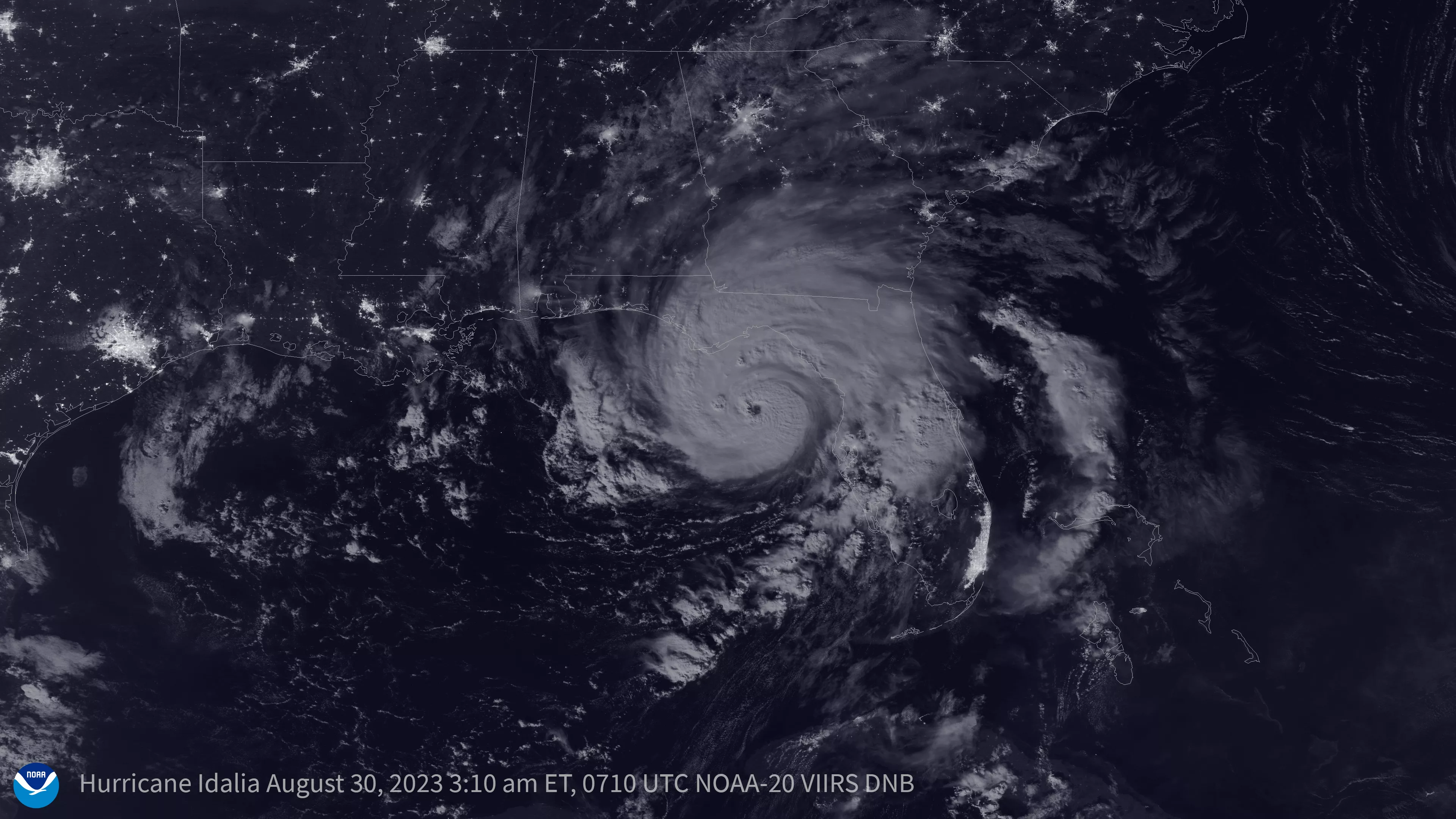 Image of hurricane Idalia at night