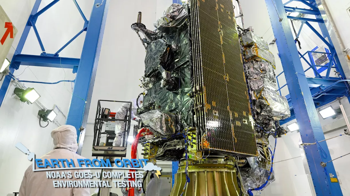 GOES-U is installed in the acoustic chamber. Photo credit: Lockheed Martin