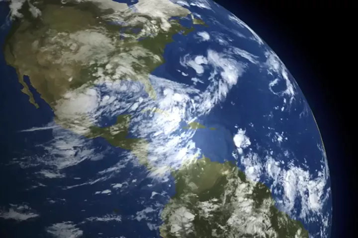 Image of hurricane Katrina in 2005 over the Gulf of Mexico coast.