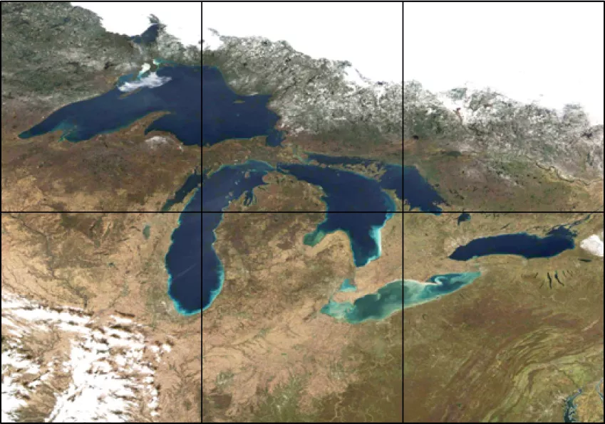 VIIRS Satellite image over the Great Lakes area during Fall.