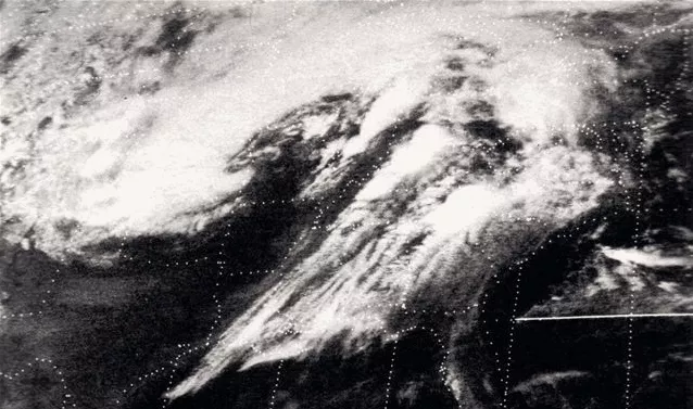 Satellite imagery showing the storm system which sparked the 1974 tornado outbreak
