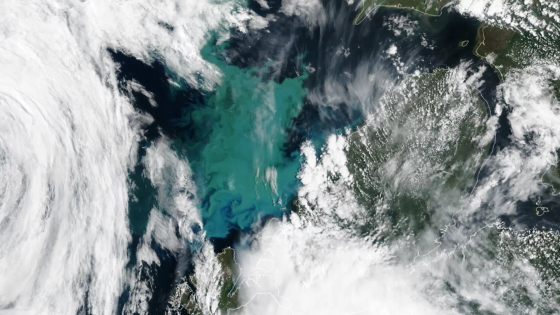 Ocean and clouds from space.