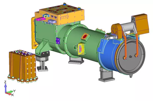 A CAD rendering of the CCOR-1 coronagraph.