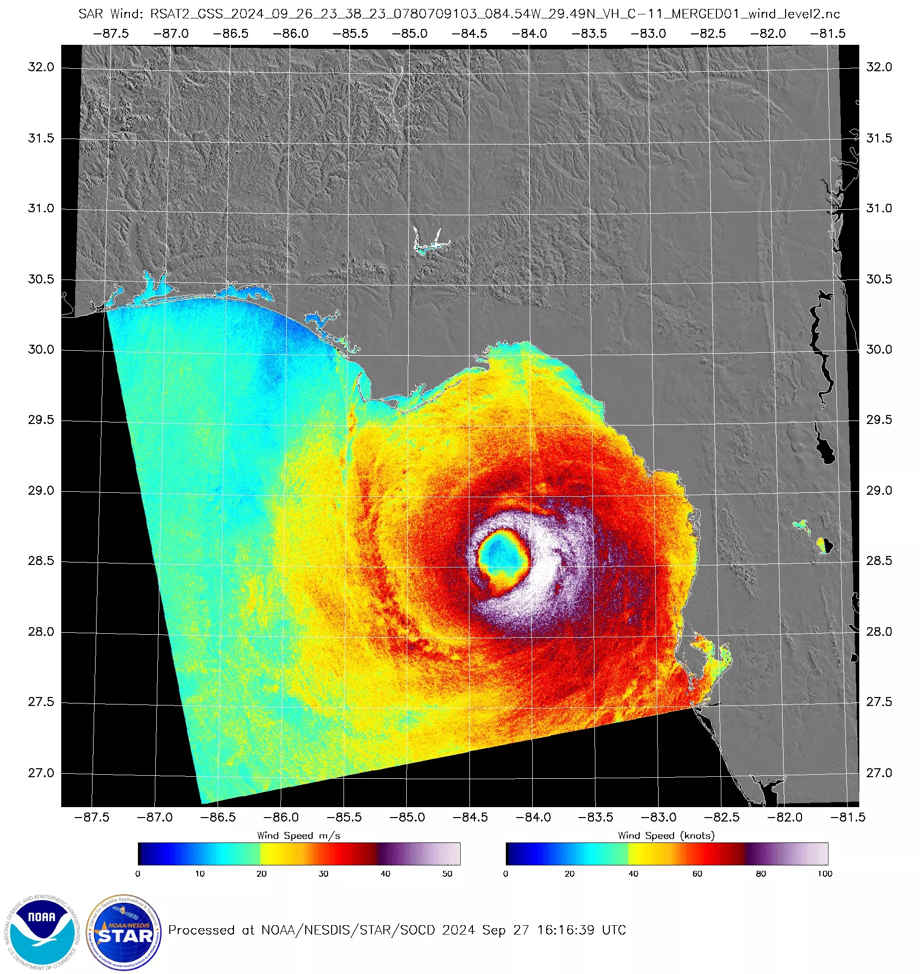 Hurricane Milton seen from space.