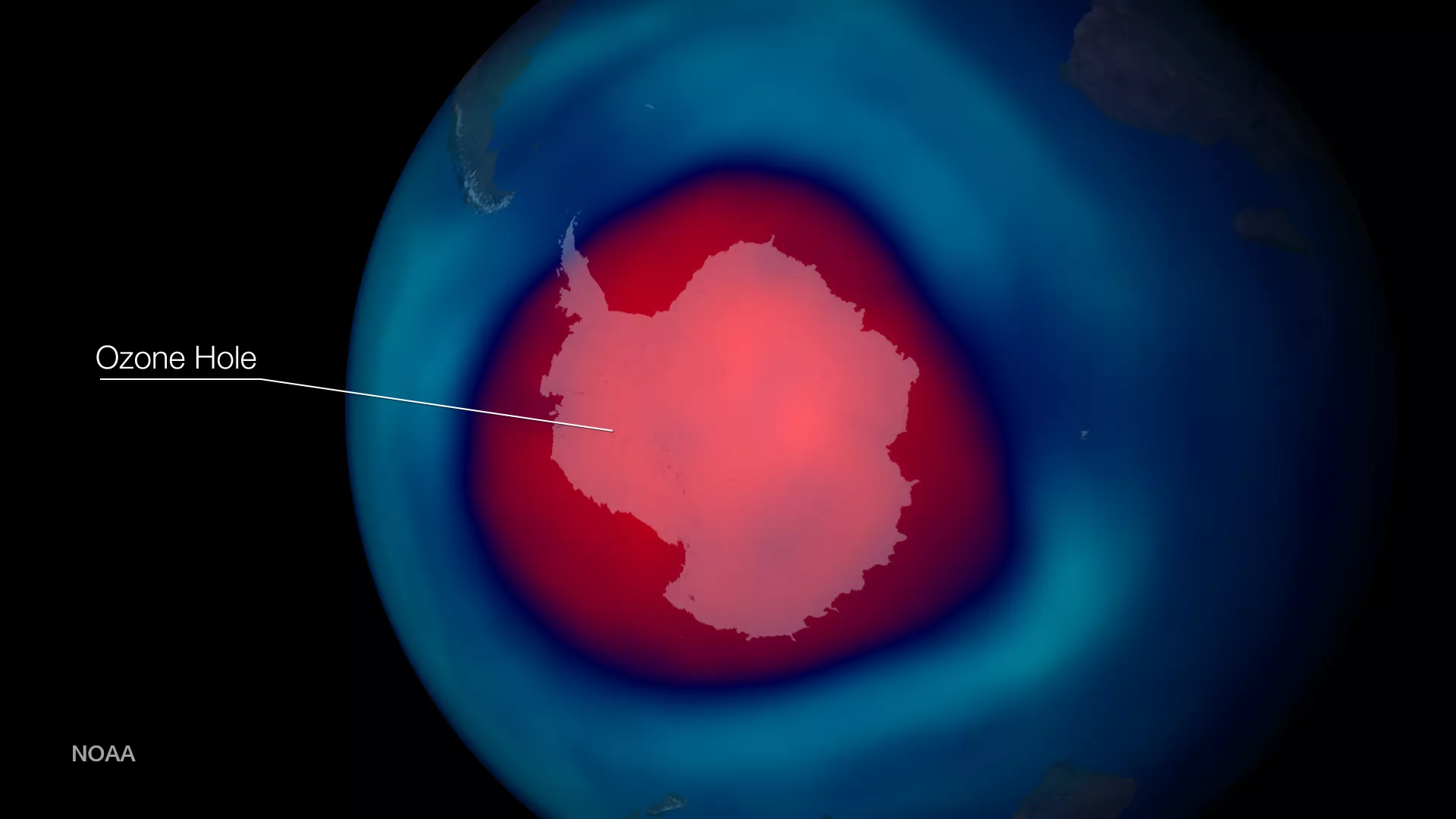 Image of Antarctic Ozone Hole Area Approaches Annual Maximum