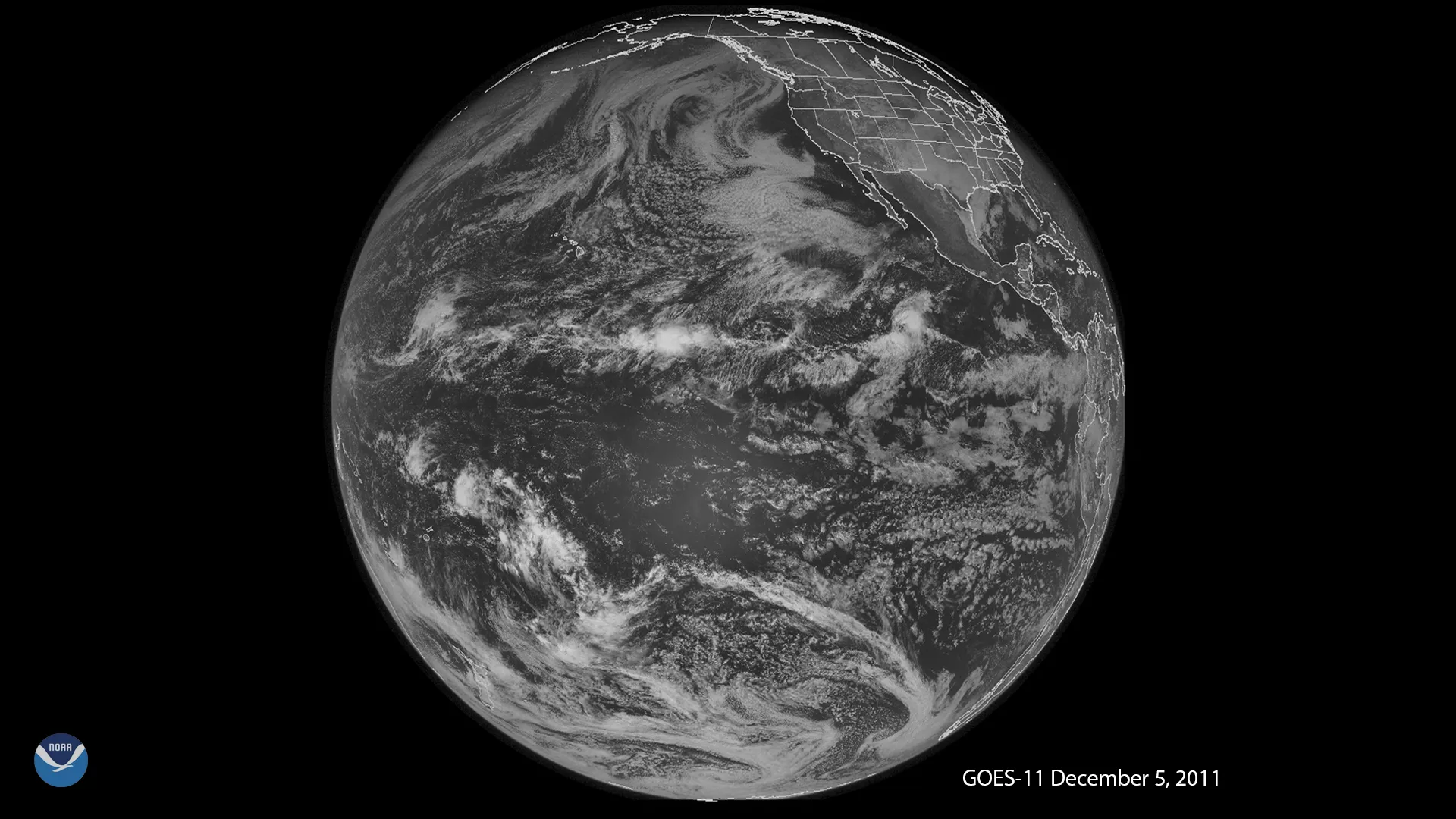 GOES-11 Full-disk view of Earth on December 5, 2011