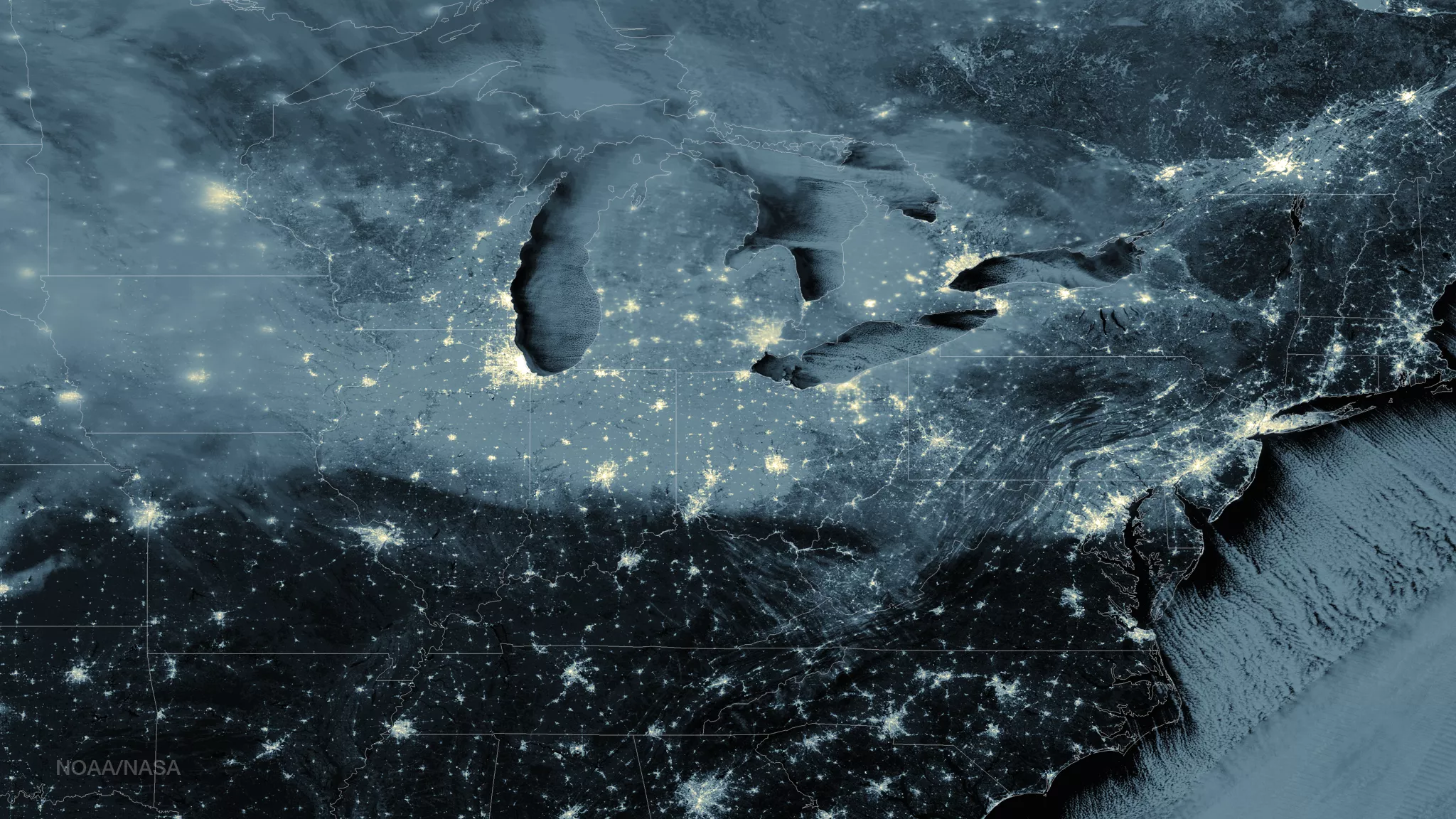 Night time imagery of the atlantic coast