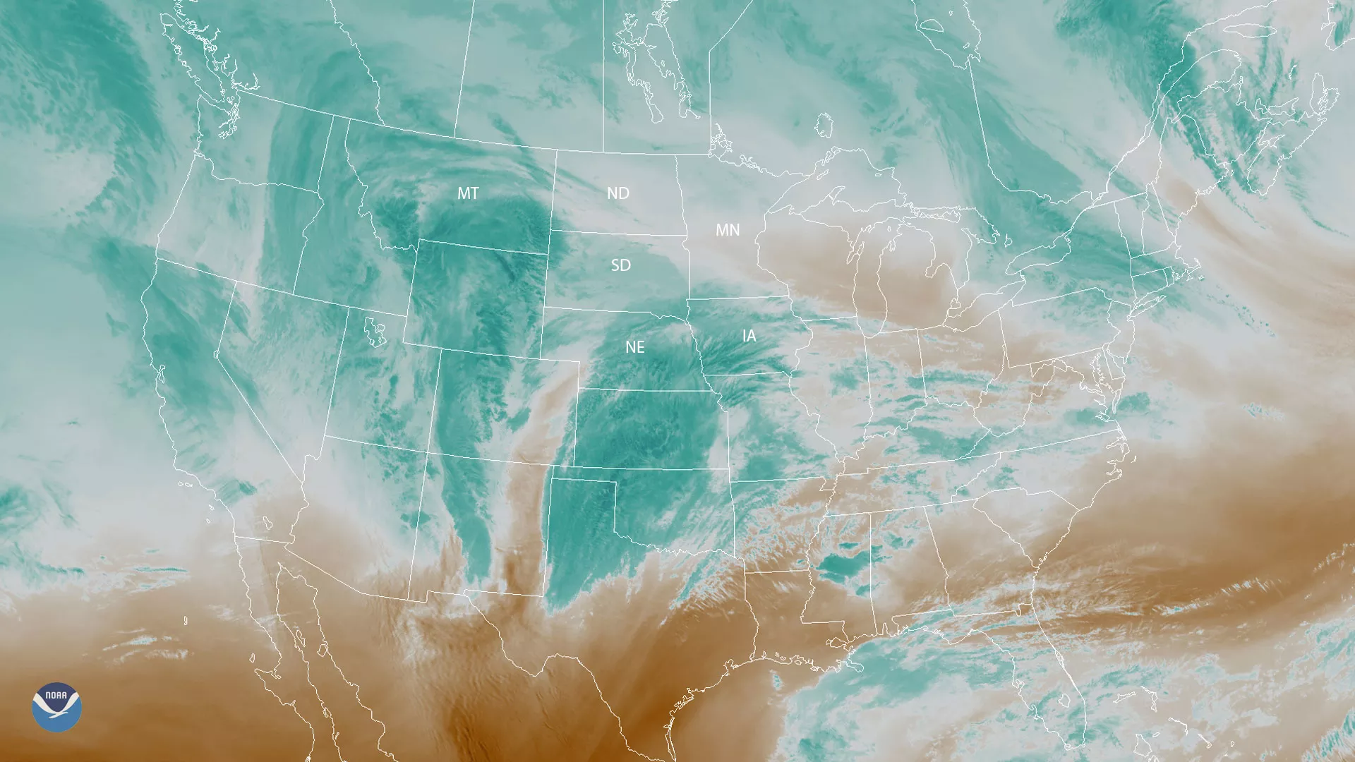 Water vapor imagery from GOES East shows wintry weather approaching parts of the Plains and the upper Midwest on Nov. 30, 2018.