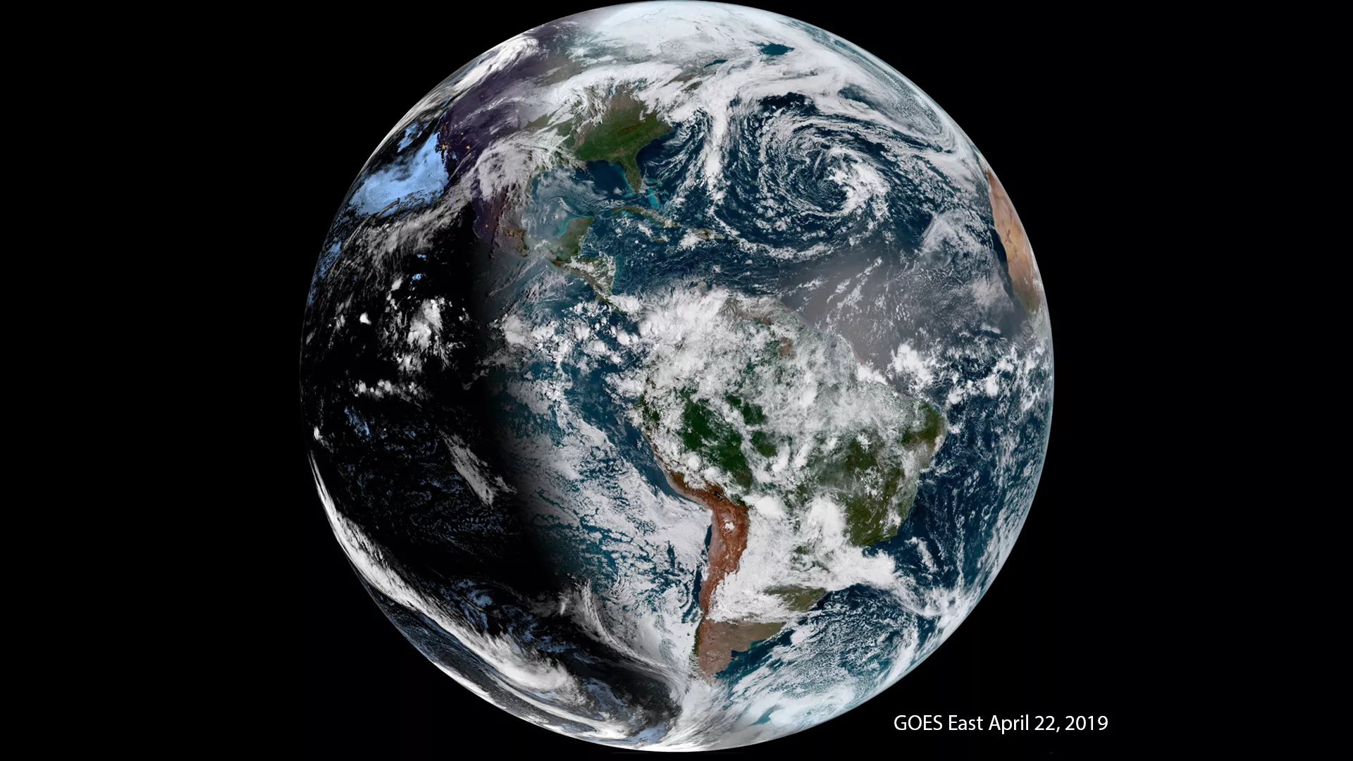 GOES East full-disk view of Earth on April 22, 2019