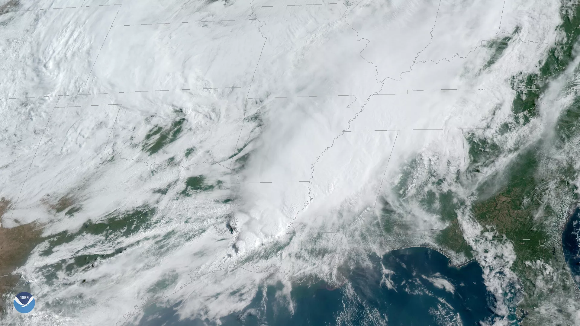 Cloud covered Louisiana and eastern Texas