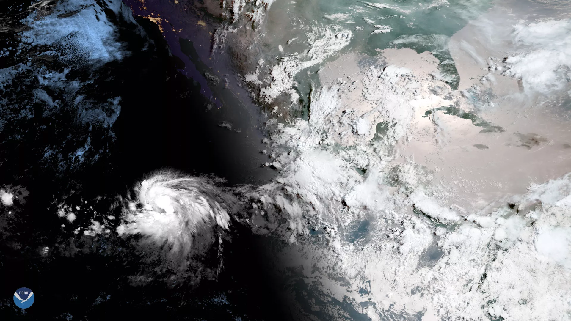 Tropical Storm Barbara, seen on July 1,2019, at 9:20 a.m. ET, from  GOES West, in the Eastern Pacific.