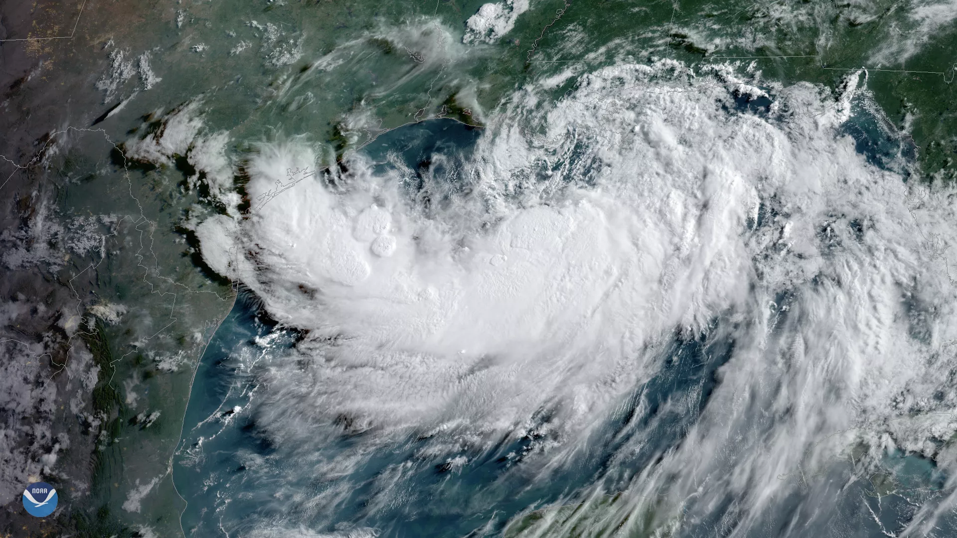 Tropical Storm Barry, seen here by GOES East via GeoColor imagery on July 12, 2019,  over the northern Gulf of Mexico. 