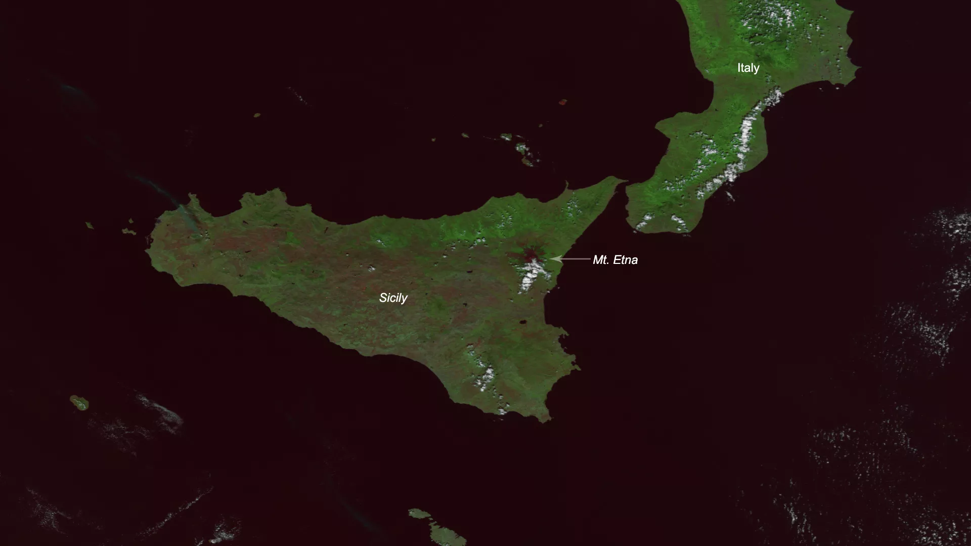 Imagery of Sicily and Mt. Etna's strombolian eruptions, Sept. 2019 via the NOAA-20.