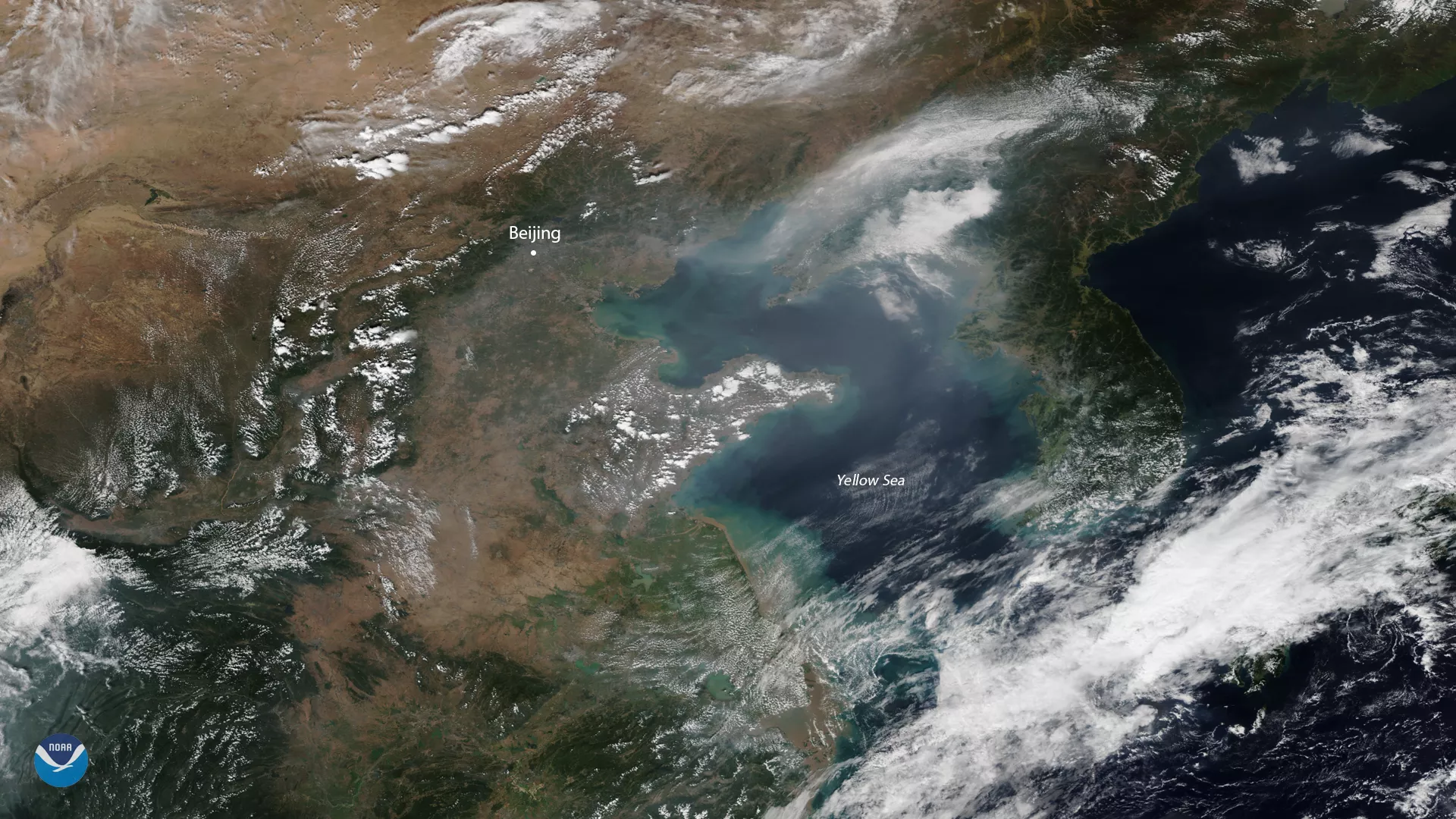 The NOAA-20 satellite spied heavy smog over Beijing on Sept. 29, 2019.