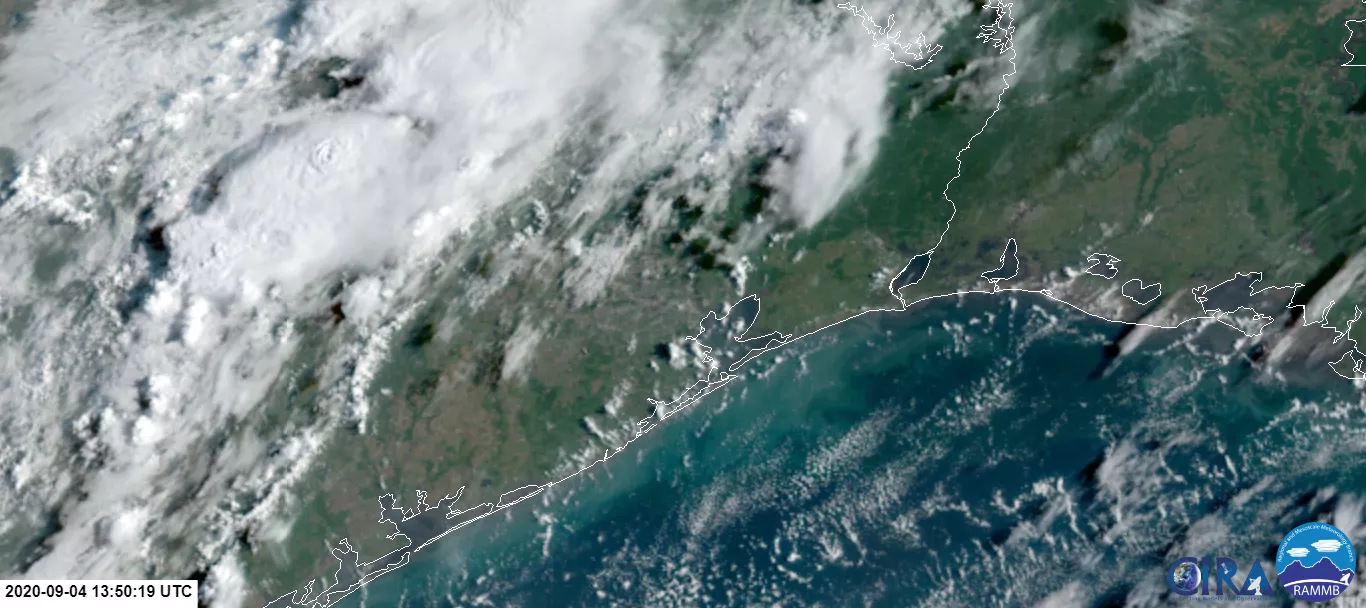 Satellite view of Galveston, Texas via GOES East