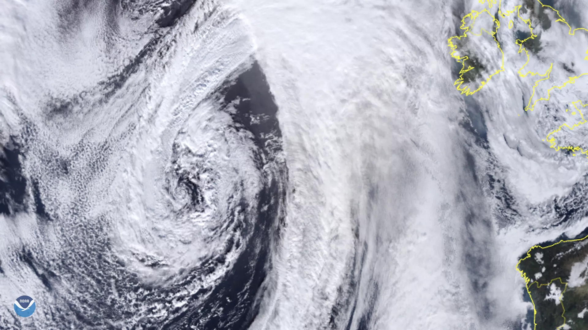 A large, broad cyclone developing over the Norwegian and Greenland Seas was seen by the NOAA-20 satellite on Jan. 1, 2020,