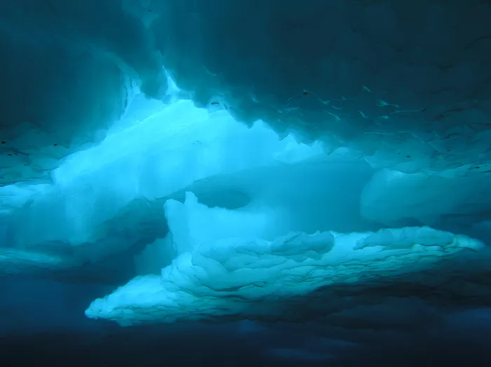 Underwater imagery of ice in the Beaufort Sea, taken during Alaska expedition.