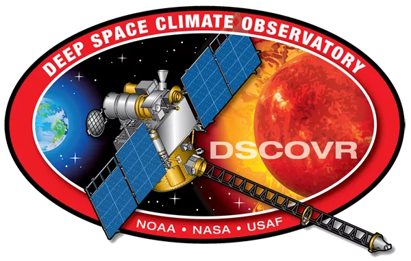 Logo for the DSCOVR Mission - Deep Space Climate Observatory. NOAA NASA USAF