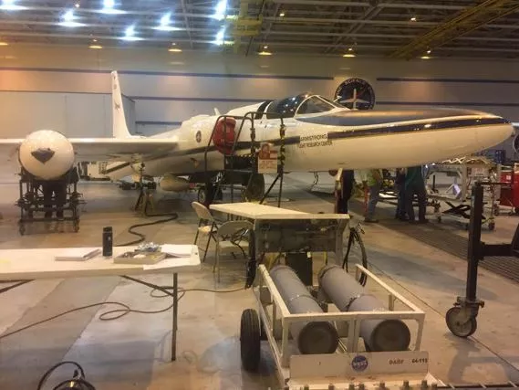 Image of a plane in storage