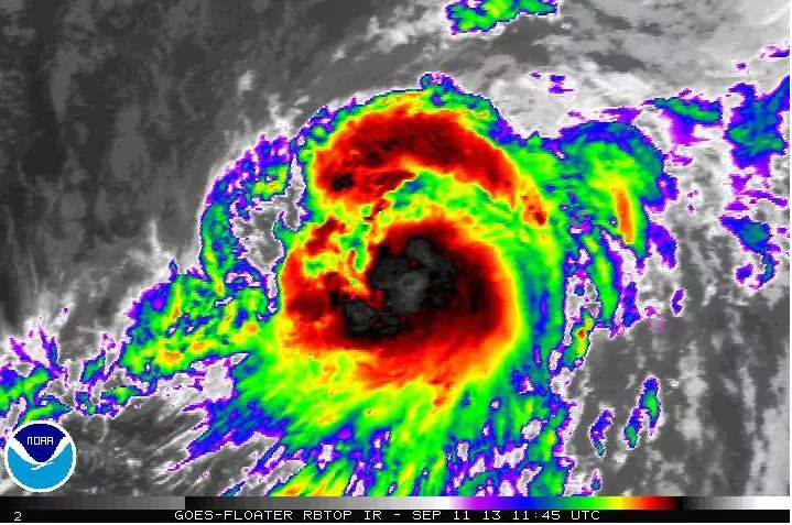 Infrared image of hurricane