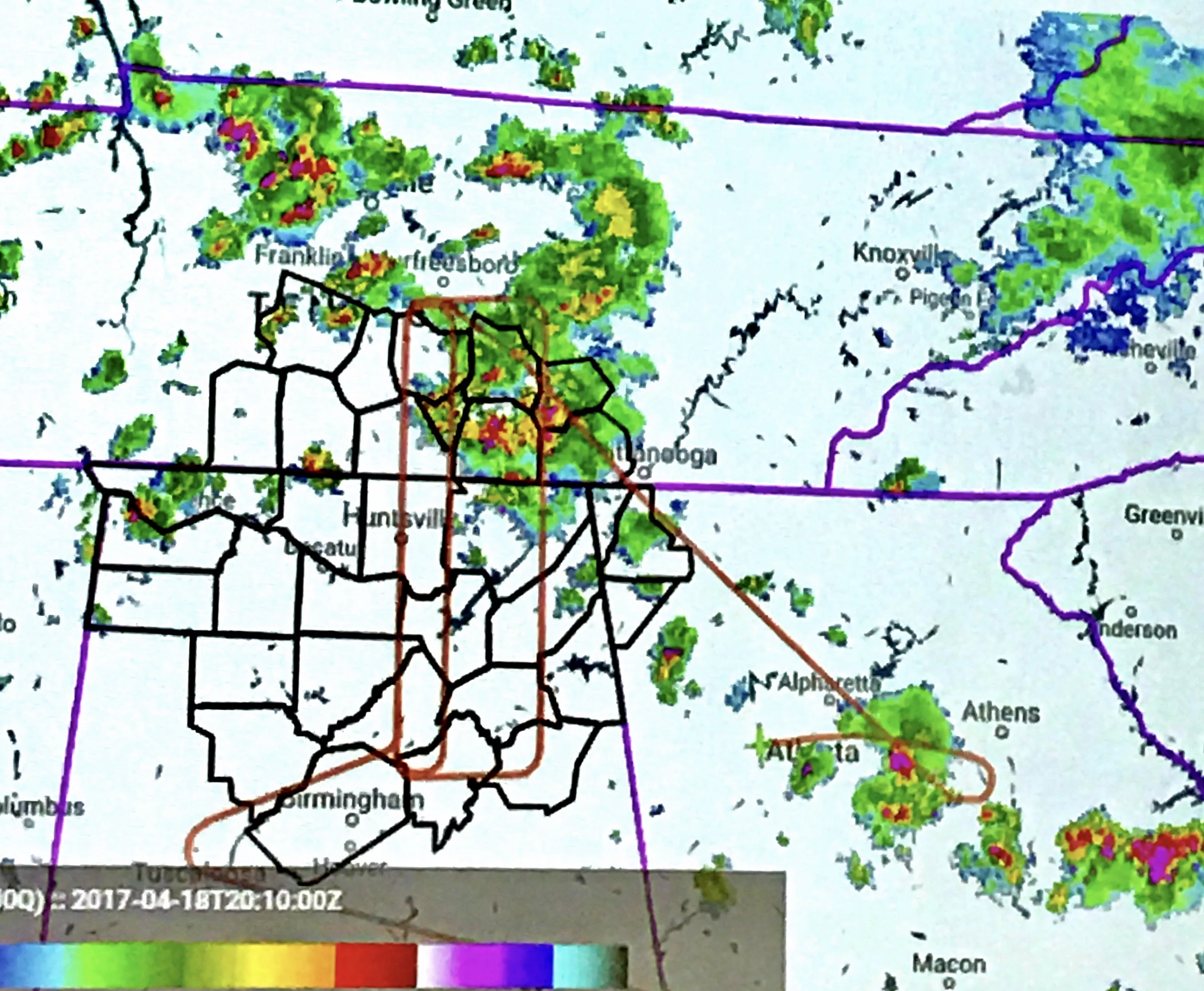 Radar map of Alabama and Georgia.