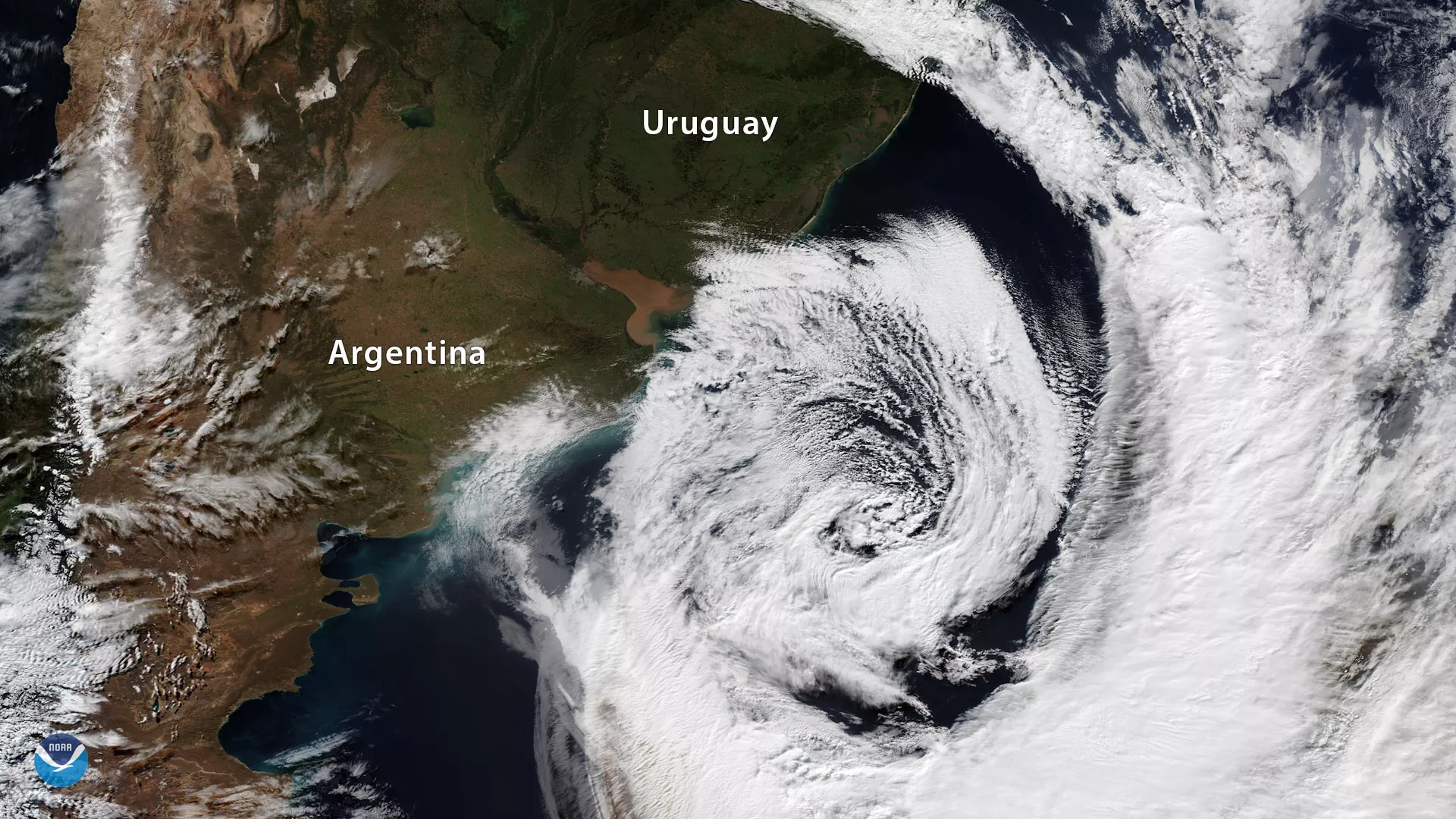 Low-Pressure System Spinning Off the Coast of South America