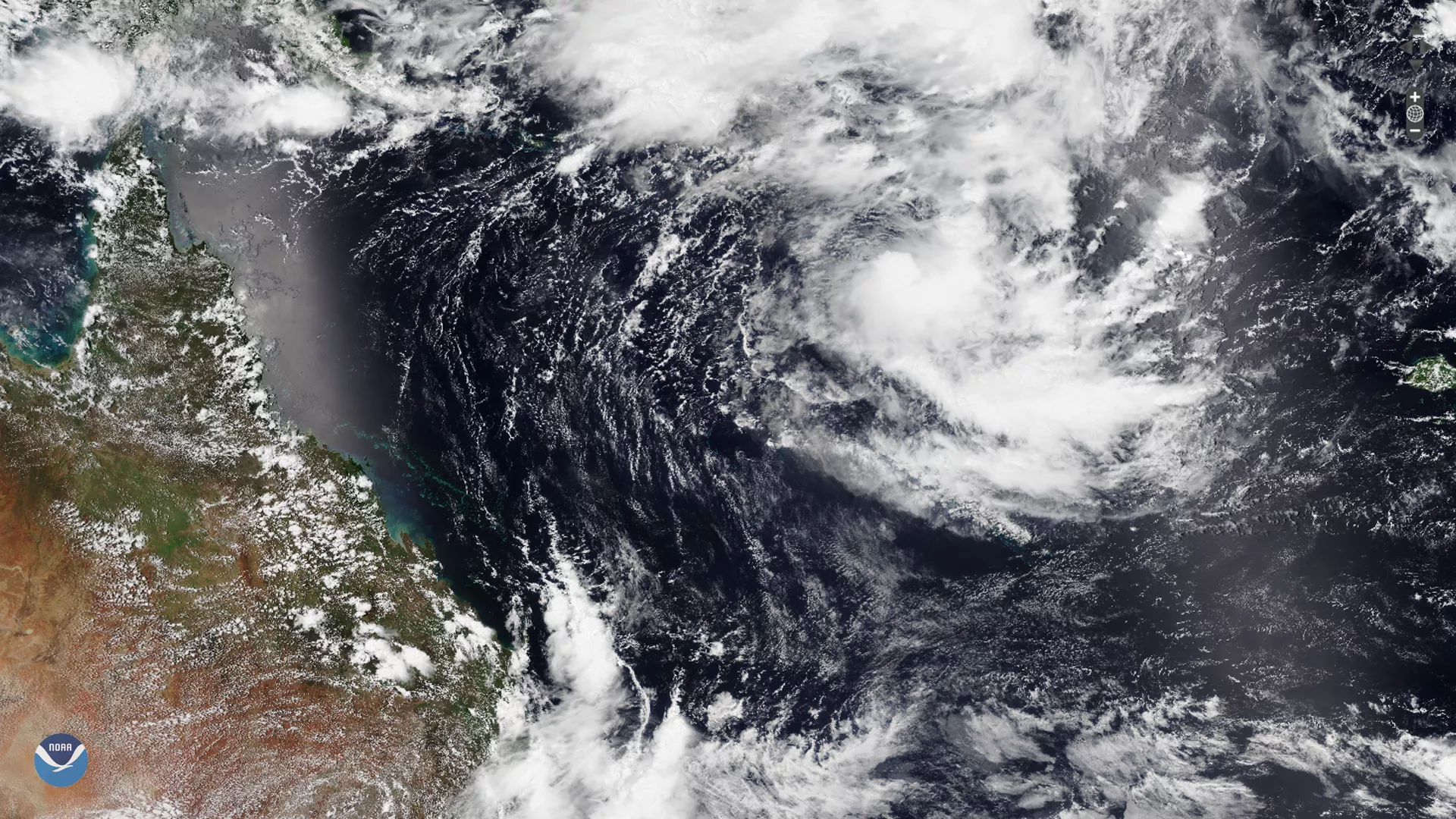  From NOAA-20- a stationary tropical low, Tropical Cyclone Uesi, south of the Solomon Island on Sunday, Feb. 10, 2020. 