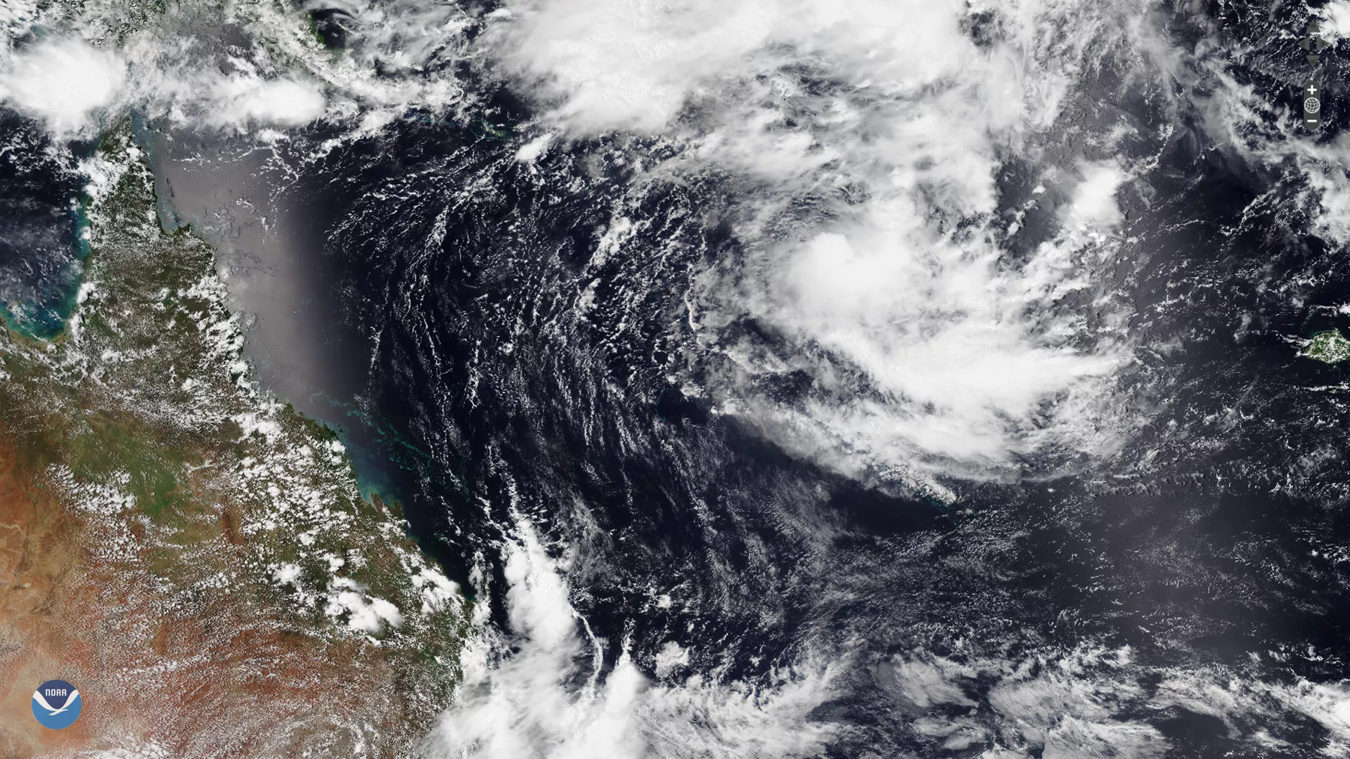 From NOAA-20- a stationary tropical low, Tropical Cyclone Uesi, south of the Solomon Island on Sunday, Feb. 10, 2020.