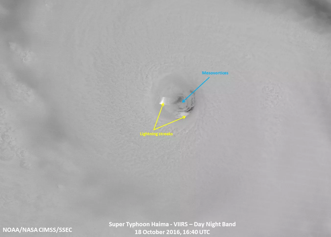 Image of the eye of a typhoon