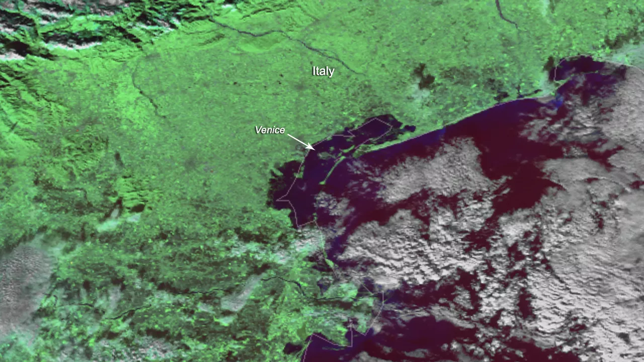 Satellite imagery of Venice, Italy, courtesy of NOAA-20.