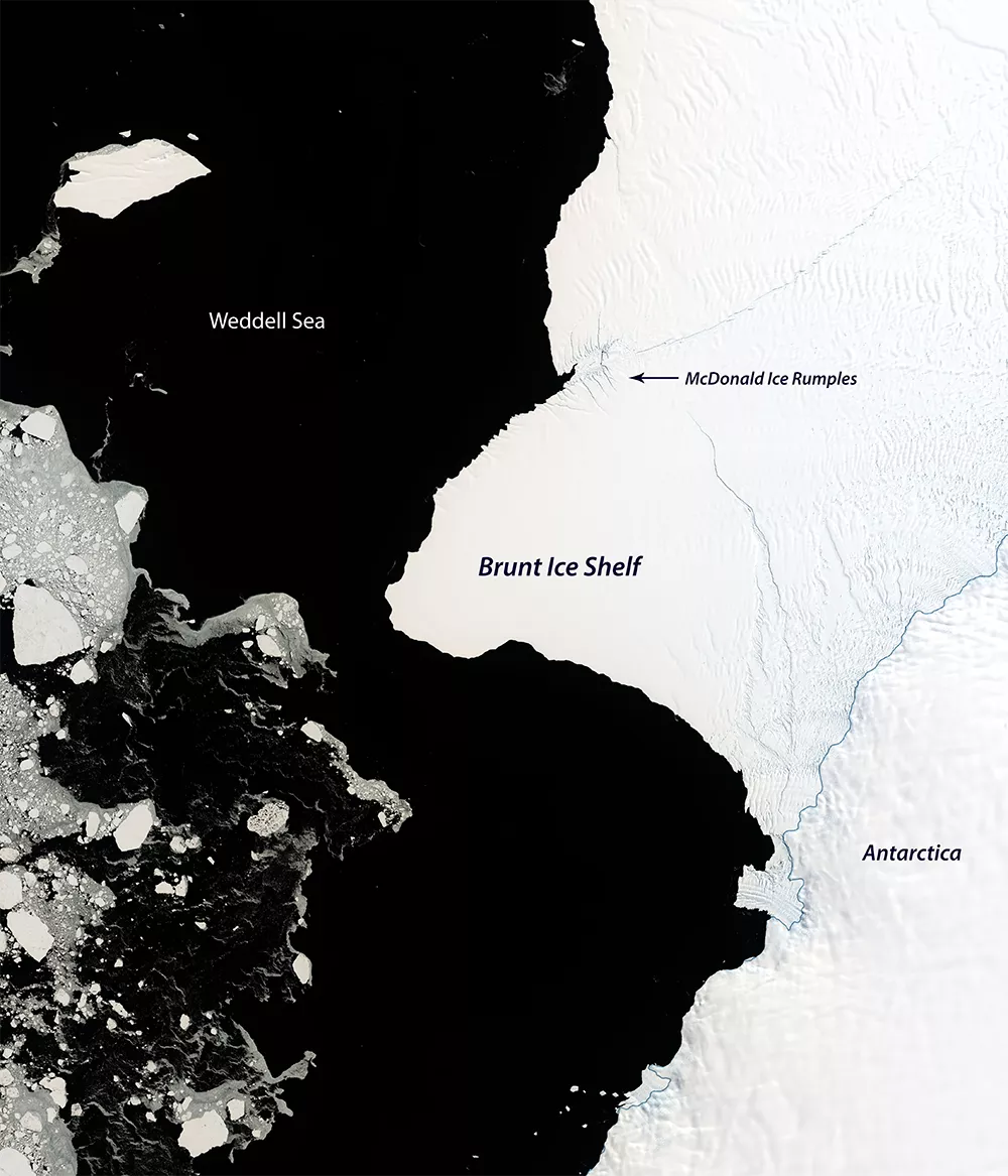 Satellite image of the Brunt Ice Shelf