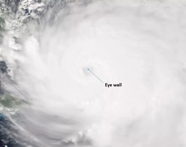 Undated imagery of hurricane, showing a clearly defined eyewall in its structure.