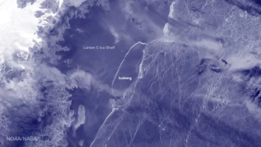 Iceberg calving from the Larson-C Ice Shelf, Antarctica