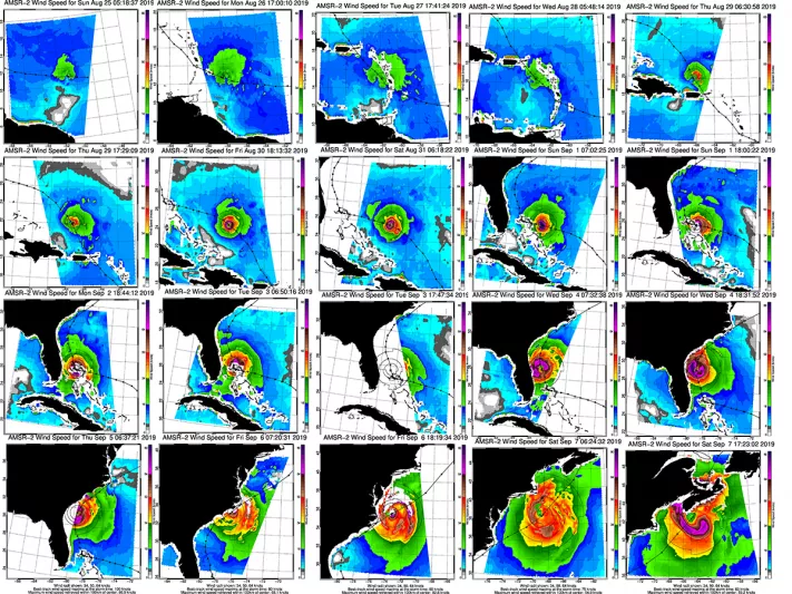AMSR2 Hurricane Dorian observations