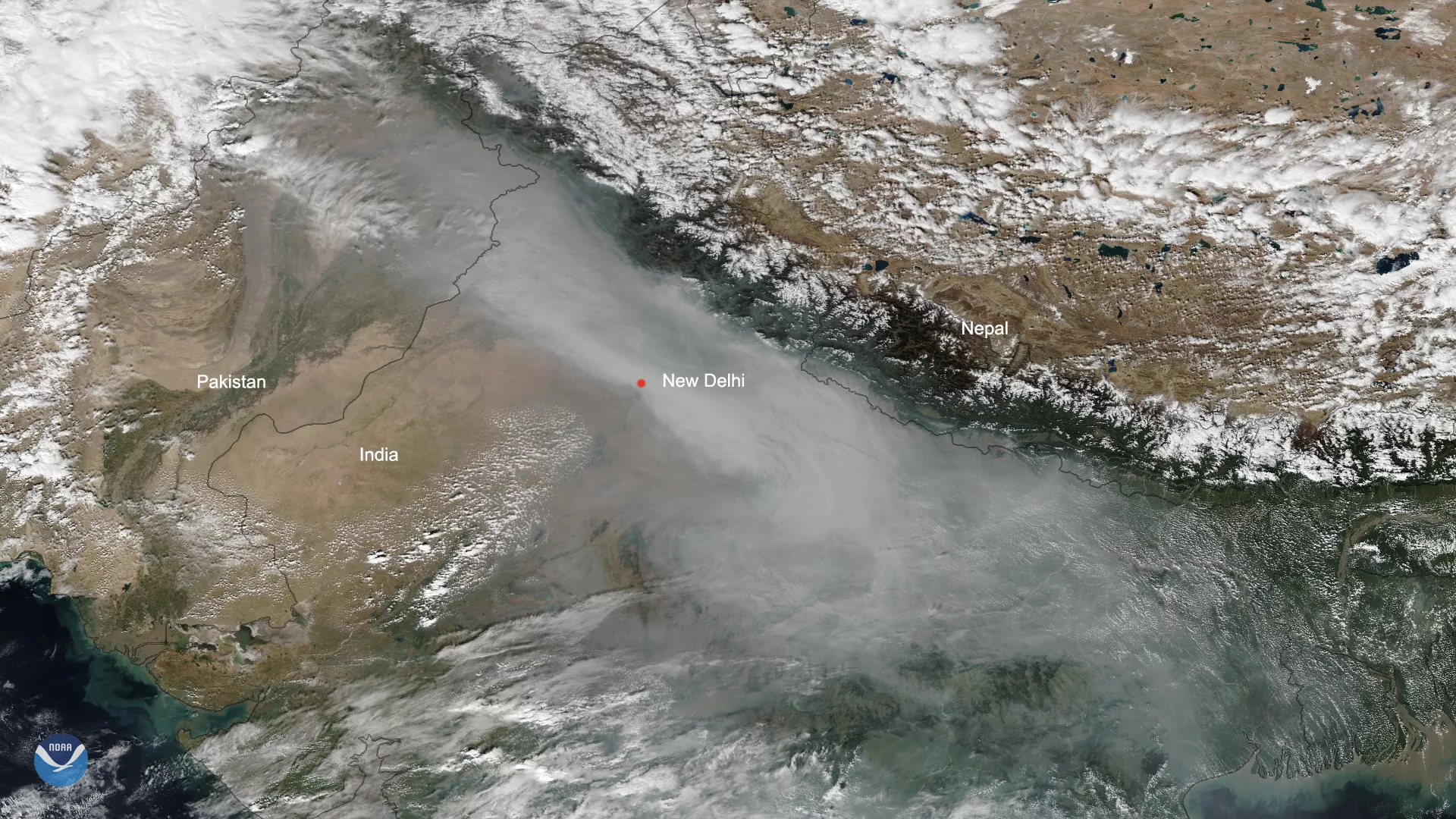 Image of air pollution over India