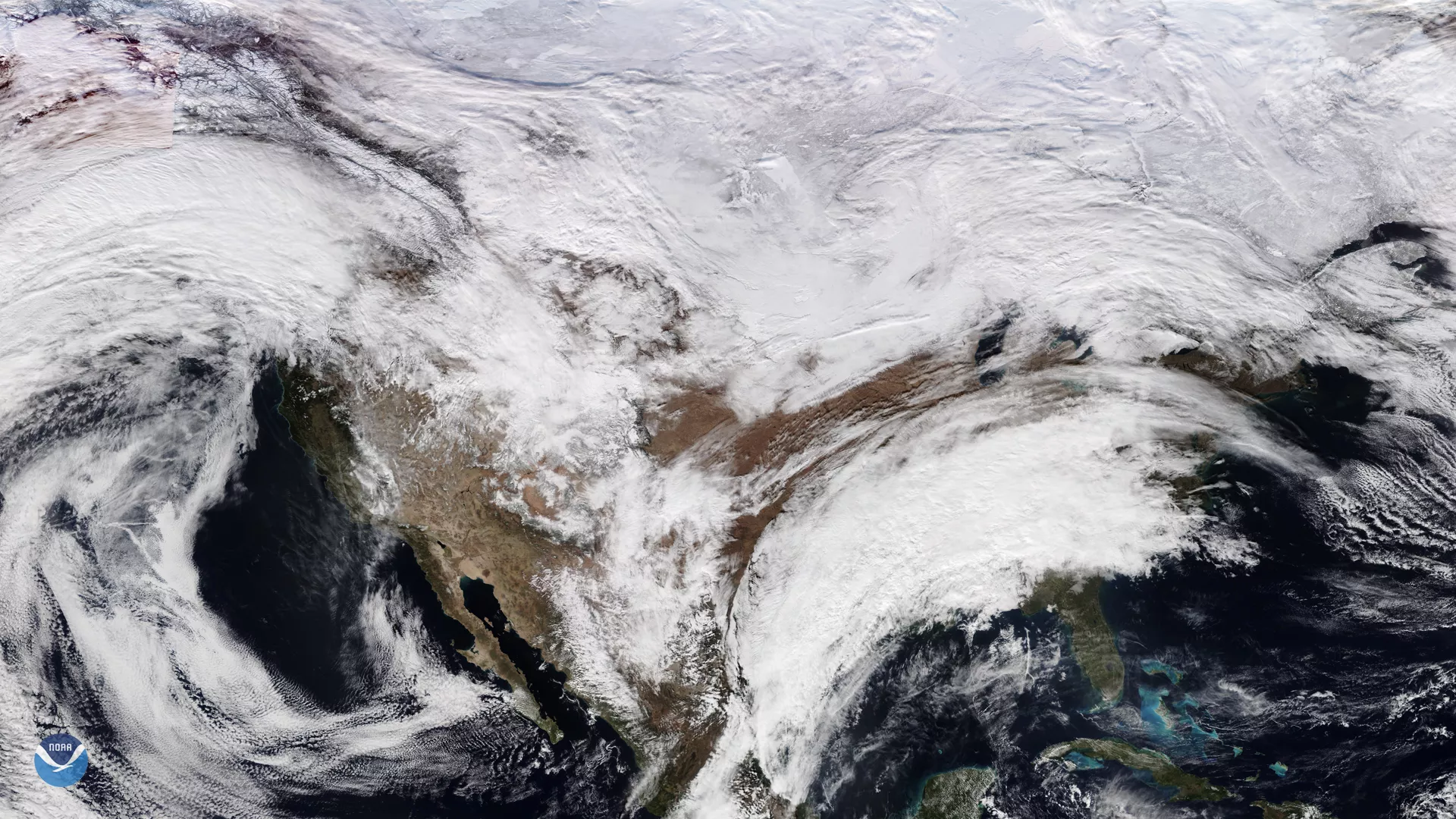 NOAA-20 satellite imagery from Jan. 2, 2020, showing an upper-level trough over the central U.S. 