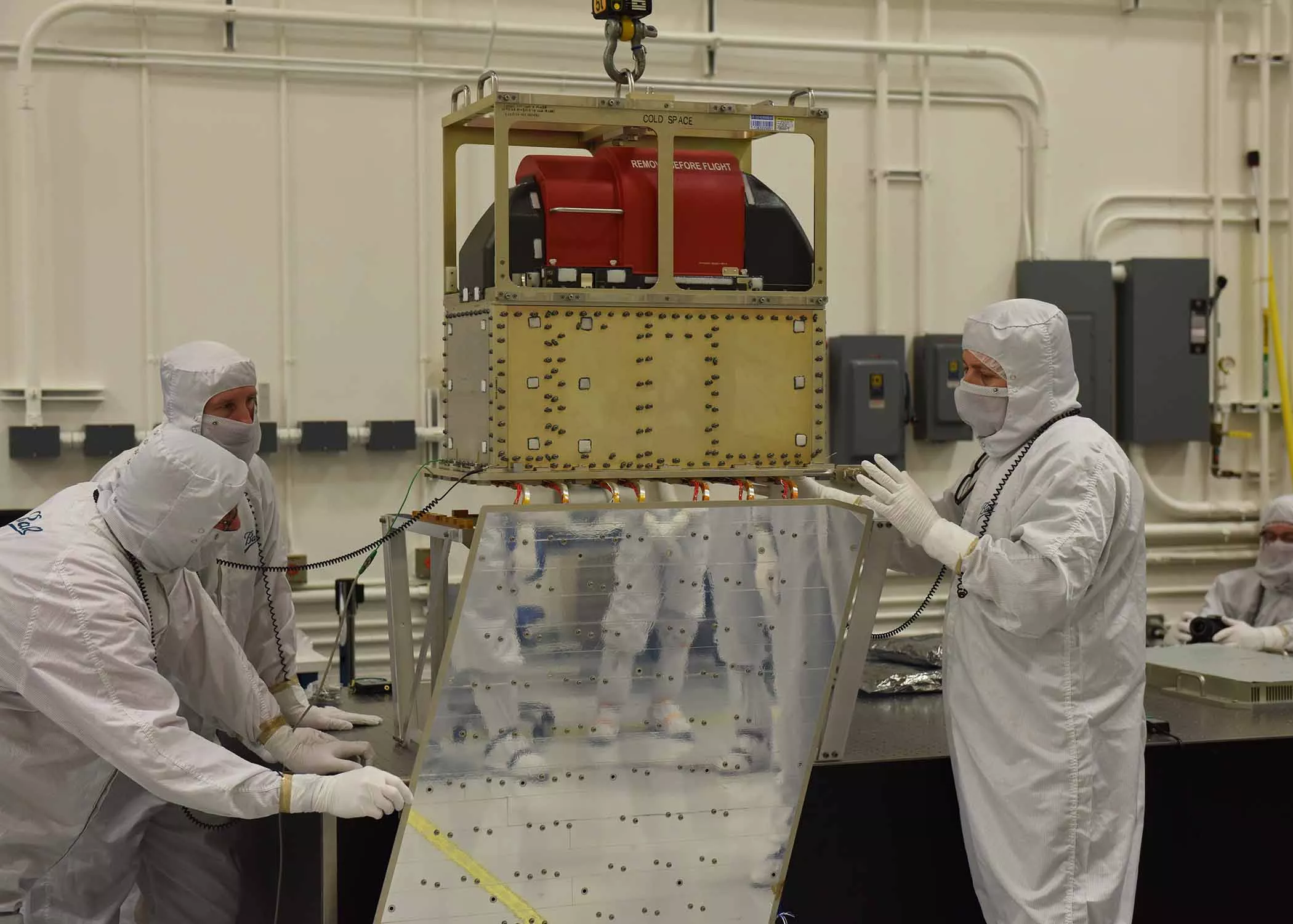 Image of ATMS instrument onto the JPSS-1 spacecraft