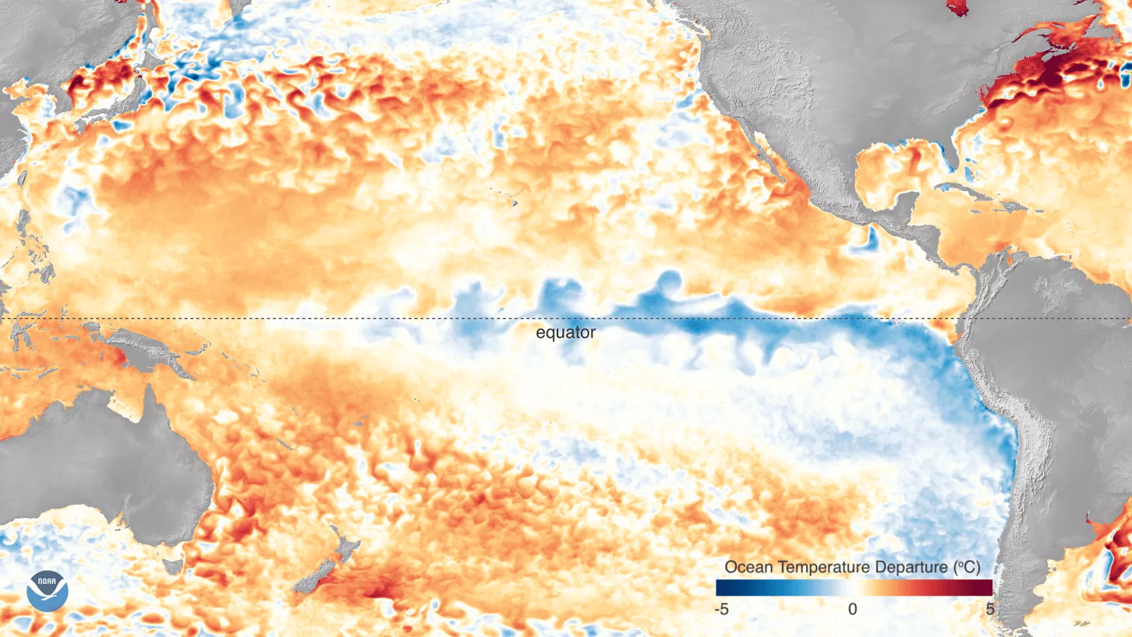 Satellite imagery of sea surface temperature anomalies, October 2017.