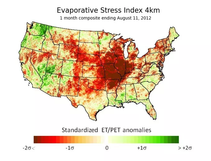 Image of the evaporated stress index