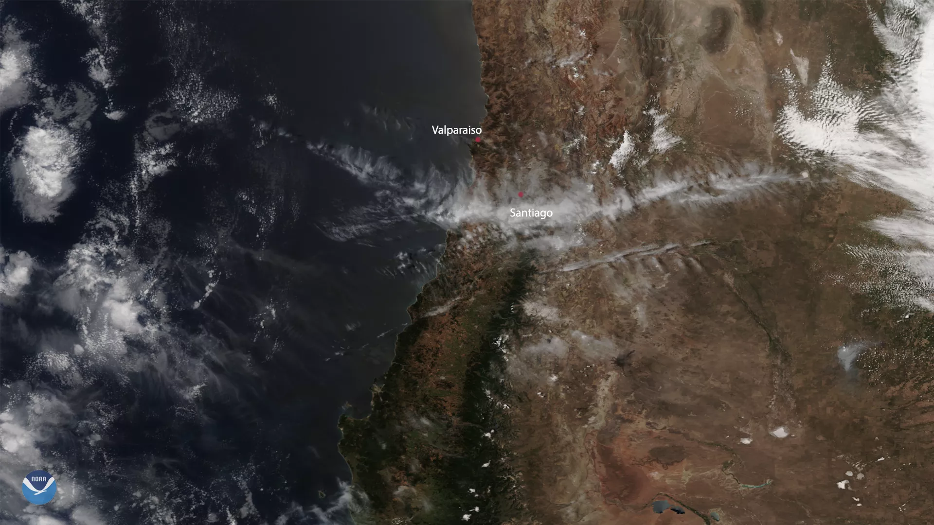On Dec. 25, the NOAA-20 satellite captured the aftermath of the Valparaiso fires near Santiago, Chile.