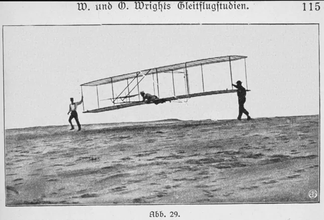 Wright brothers flying in 1903.